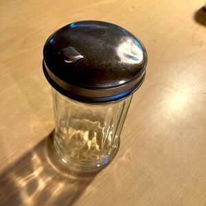 Glass Sugar Dispenser with Silver Lid